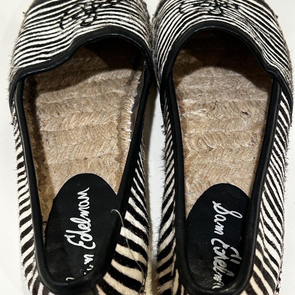 Sam Edelman Black and White Striped Flats